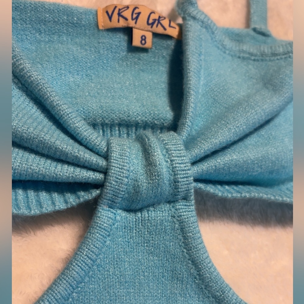 VRG GRL Turquoise Cut Out Crop Top - Picture 8 of 16